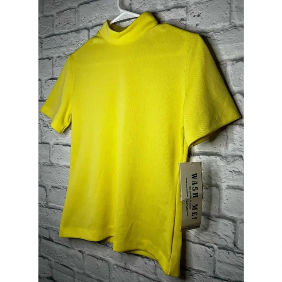 70s Vintage Douglas Marc mock neck yellow deadstock top size S. - Picture 5 of 11